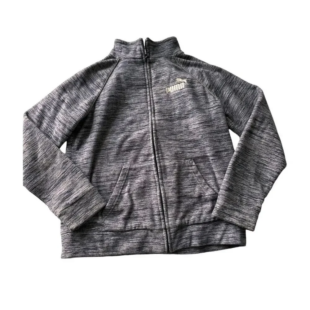 Puma Boys' Large Grey Fleece Full Zip Jacket with Pockets